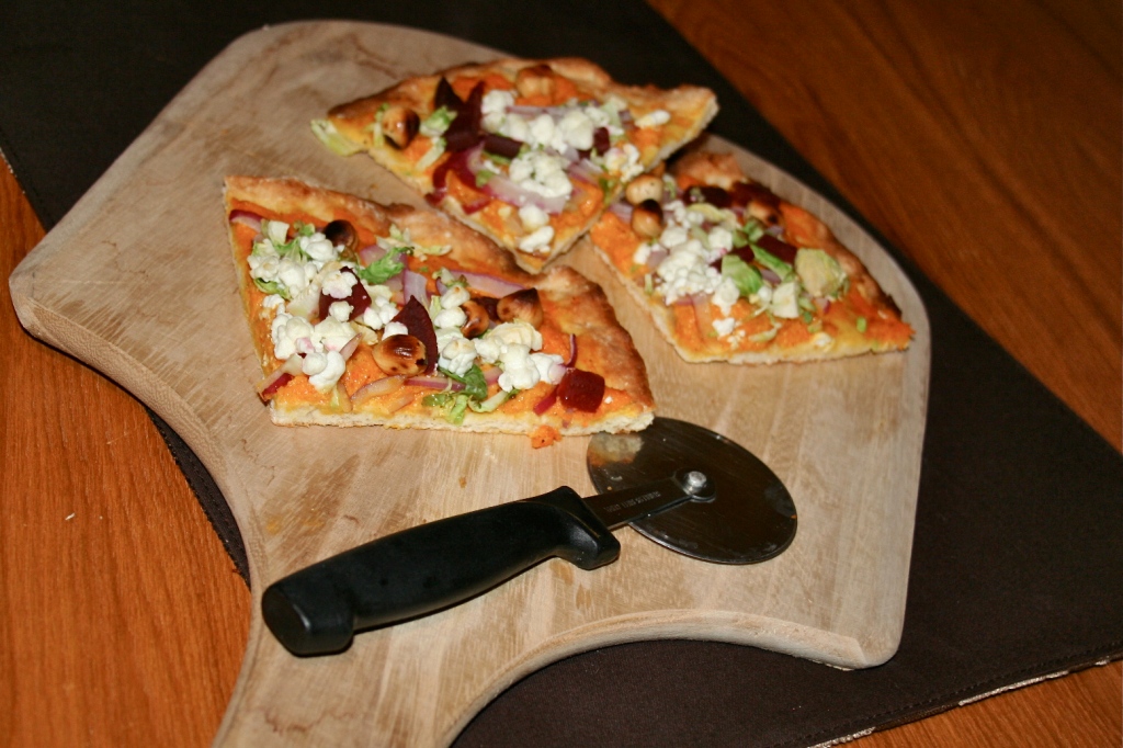 Roasted Carrot Pizza with Beets and Goat Cheese